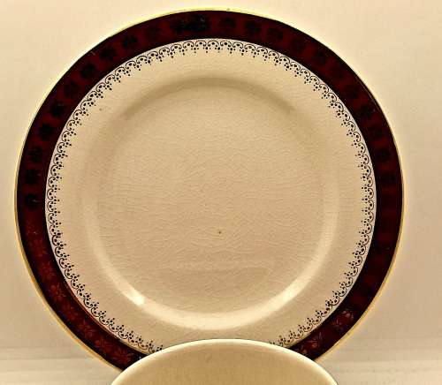 Vintage Crown Ducal A.G.R. England burgundy & gold Trio (2 available)