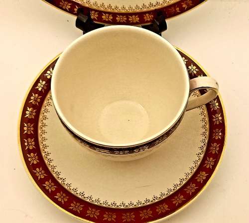 Vintage Crown Ducal A.G.R. England burgundy & gold Trio (2 available)