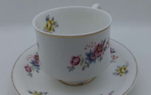 Vintage Mayfair Pottery Coffee Duo Fine bone China (crack on bottom of cup)