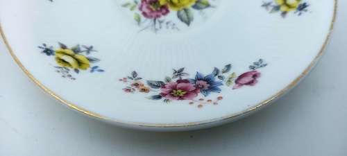 Vintage Mayfair Pottery Coffee Duo Fine bone China (crack on bottom of cup)