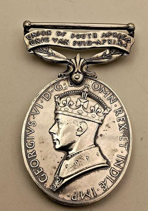 WW2 Union of South Africa  For efficient service medal OVAL (SILVER )Issued to S.G.T R.McGibbon