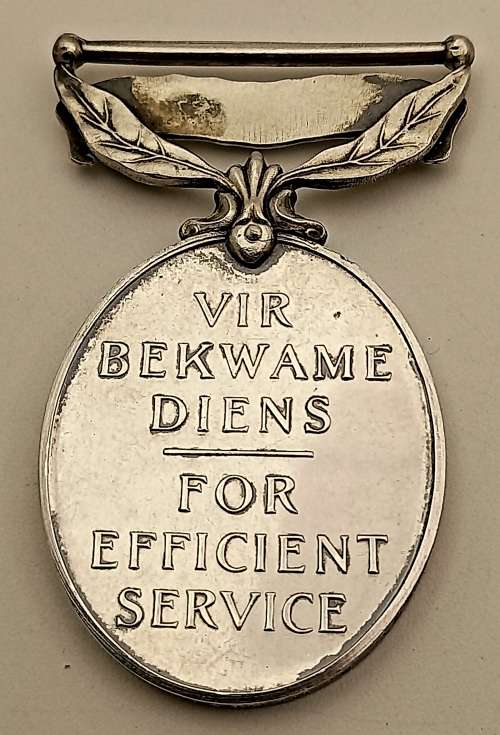 WW2 Union of South Africa  For efficient service medal OVAL (SILVER )Issued to S.G.T R.McGibbon