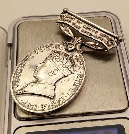 WW2 Union of South Africa  For efficient service medal OVAL (SILVER )Issued to S.G.T R.McGibbon