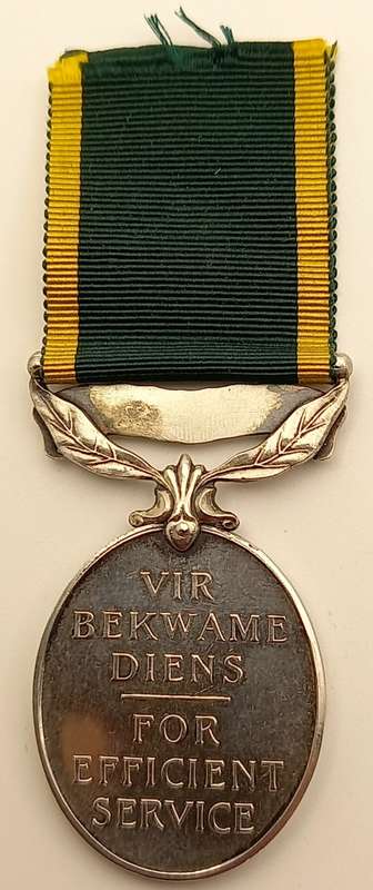 WW2 Union of South Africa  For efficient service medal OVAL (SILVER )Issued to S.G.T R.McGibbon