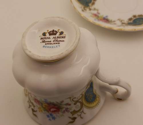 Vintage Royal Albert Berkeley coffee Duo (Cup has 2 hairline cracks  )