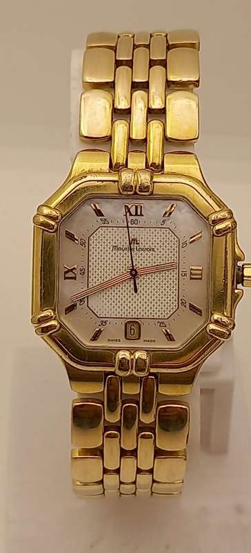 Pre-owned Maurice Lacroix Swiss Electroplated Gold Saphire Cristal Quarts watch -working (Unisex ?)