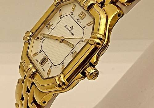 Pre-owned Maurice Lacroix Swiss Electroplated Gold Saphire Cristal Quarts watch -working (Unisex ?)