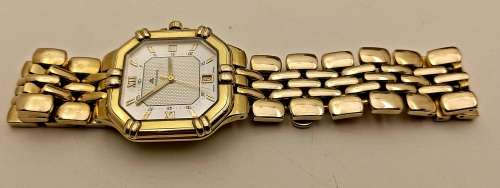 Pre-owned Maurice Lacroix Swiss Electroplated Gold Saphire Cristal Quarts watch -working (Unisex ?)