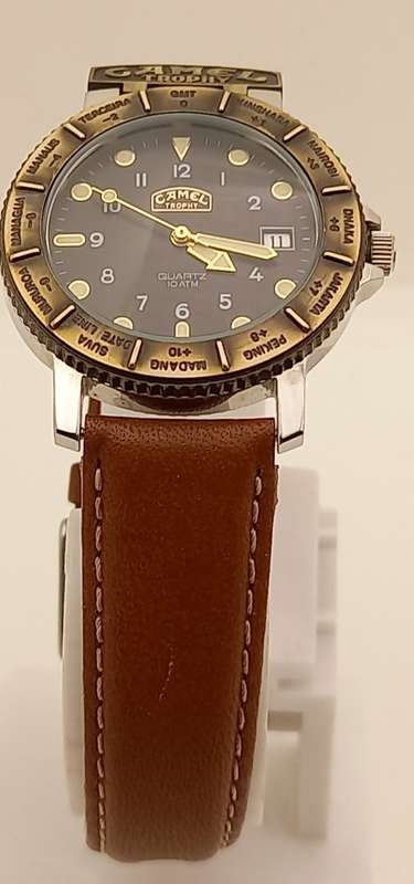 Pre-owned Camel Trophy 10ATM Quartz Adventure Men's Watch- Working- Camel Leather Strap