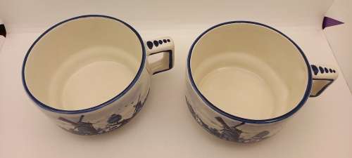 2 Delft Blue Handpainted Cups Made in Holland 67x105x135mm