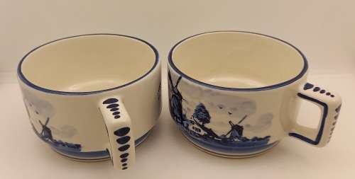 2 Delft Blue Handpainted Cups Made in Holland 67x105x135mm
