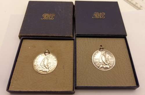 Pair of 1945 Royal Mint Pretoria, Union Defence Force .925 Sterling Silver Shooting Medals - Boxed