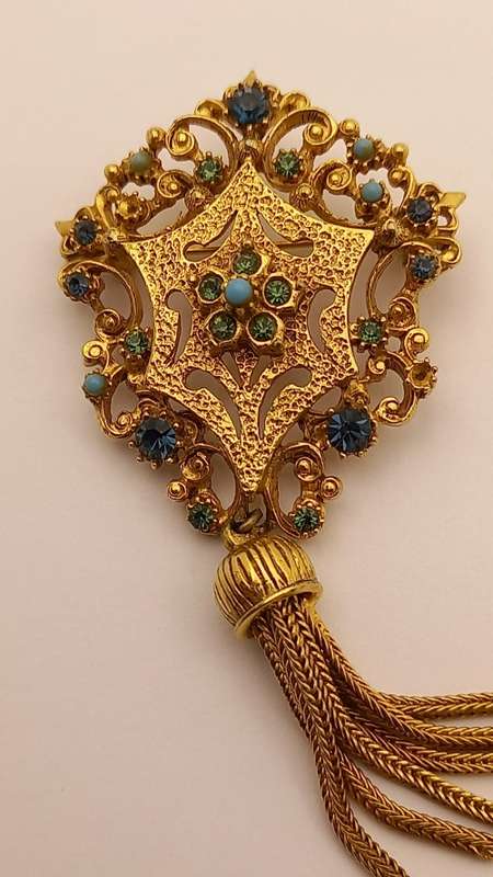 Collectable Vintage FLORENZA Brooch   90x43mm  (2 small stones misssing)