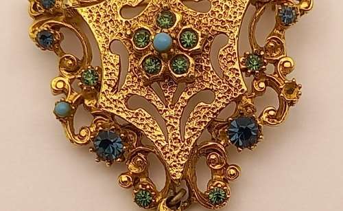 Collectable Vintage FLORENZA Brooch   90x43mm  (2 small stones misssing)