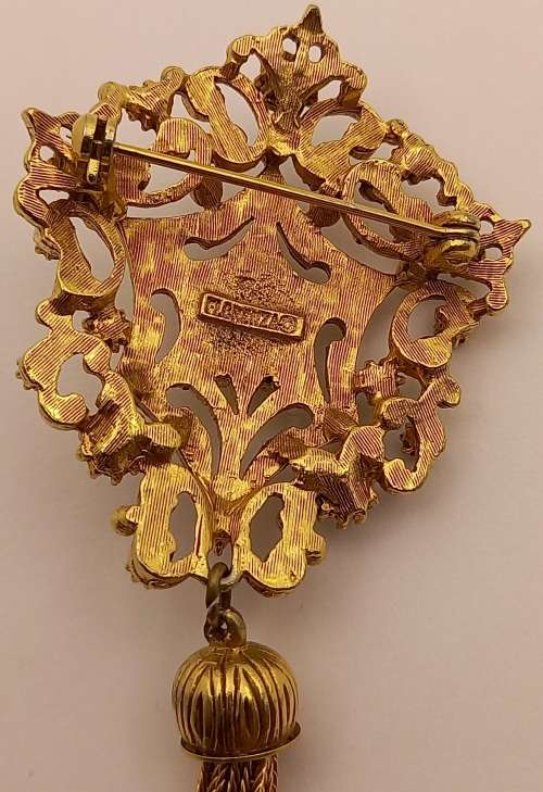 Collectable Vintage FLORENZA Brooch   90x43mm  (2 small stones misssing)