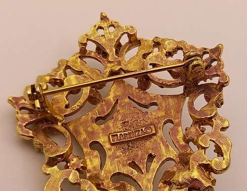 Collectable Vintage FLORENZA Brooch   90x43mm  (2 small stones misssing)