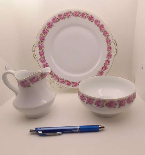 Vintage Bavaria Sevres Thu.C MR  Cake Plate, Creamer and Sugar Bowl (creamer has small chip)
