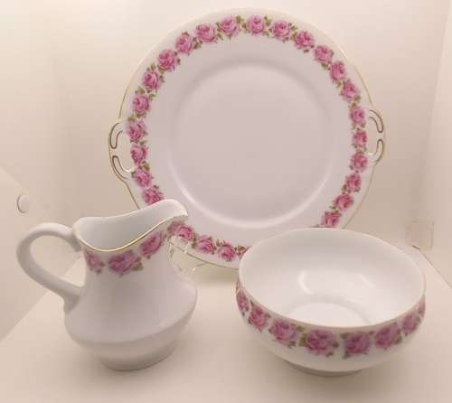 Vintage Bavaria Sevres Thu.C MR  Cake Plate, Creamer and Sugar Bowl (creamer has small chip)