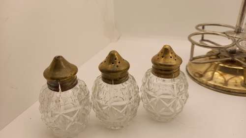 Antique/Vintage Celtic Quality Silver Plate Condiment Rotating Caddy set (see condition)