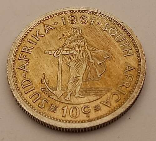 1961  South Africa (.500 Silver) 10 Cents 1st decimal series (Circulated)