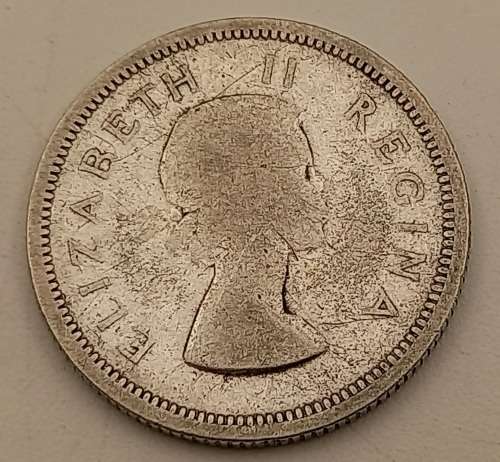 1954  South Africa (Silver .500) 1 Shilling - Elizabeth II 1st portrait