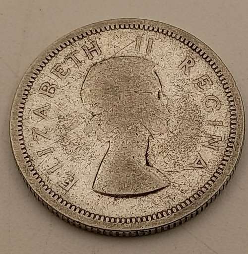 1954  South Africa (Silver .500) 1 Shilling - Elizabeth II 1st portrait