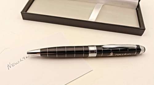 Branded Ballpoint pen in Case - Newlyn - unward-upward-forward