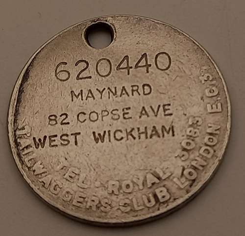 Antique  (Dog Tag) the `Tail Waggers Club`, London England - circa 1920s  25mm I help my Pals