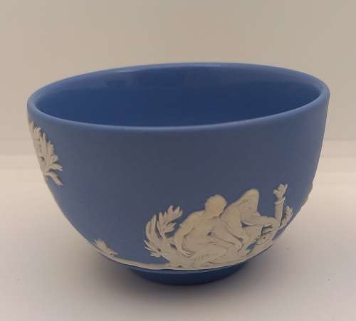 Vintage Blue  `Wedgwood` Jasperware Bowl, Tray and Creamer( ear Damaged )