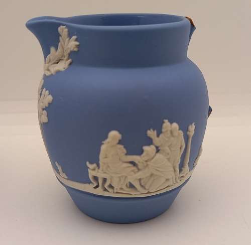 Vintage Blue  `Wedgwood` Jasperware Bowl, Tray and Creamer( ear Damaged )