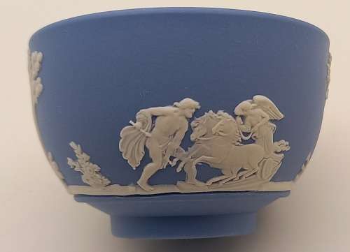 Vintage Blue  `Wedgwood` Jasperware Bowl, Tray and Creamer( ear Damaged )