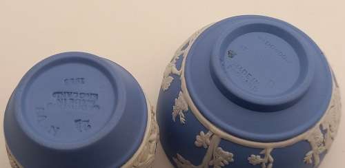 Vintage Blue  `Wedgwood` Jasperware Bowl, Tray and Creamer( ear Damaged )