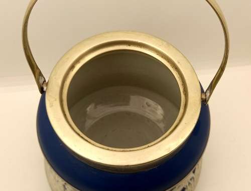 Vintage Blue `Tunstall` Jasperware Jar/Ice Bucket? without Lid with metal Handle