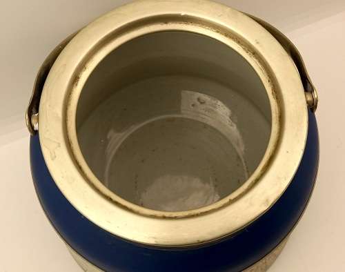 Vintage Blue `Tunstall` Jasperware Jar/Ice Bucket? without Lid with metal Handle