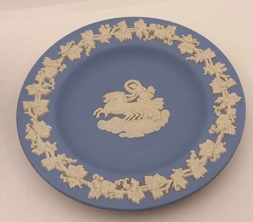 Vintage Blue `Wedgwood` Jasperware  Small Jar  60x60mm and Plate 112mm