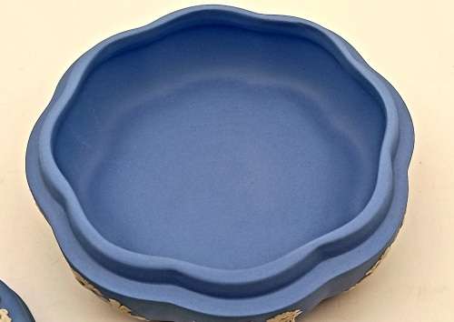 Vintage Blue `Wedgwood` Jasperware Trinket Box with Lid  55x125mm