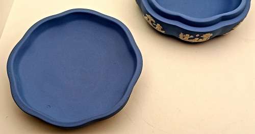 Vintage Blue `Wedgwood` Jasperware Trinket Box with Lid  55x125mm