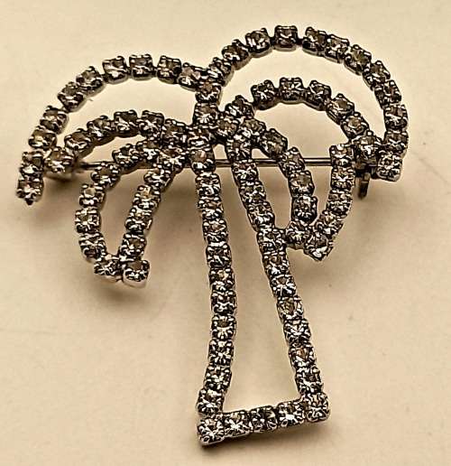 Vintage ASFOUR Diamond Crystal PBo 30% Brooch 38x37mm