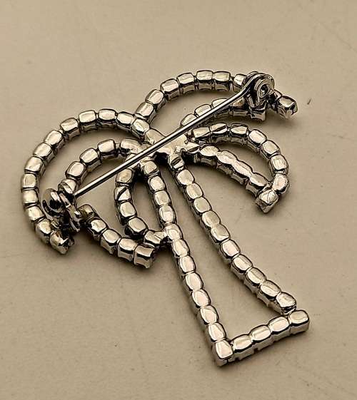 Vintage ASFOUR Diamond Crystal PBo 30% Brooch 38x37mm