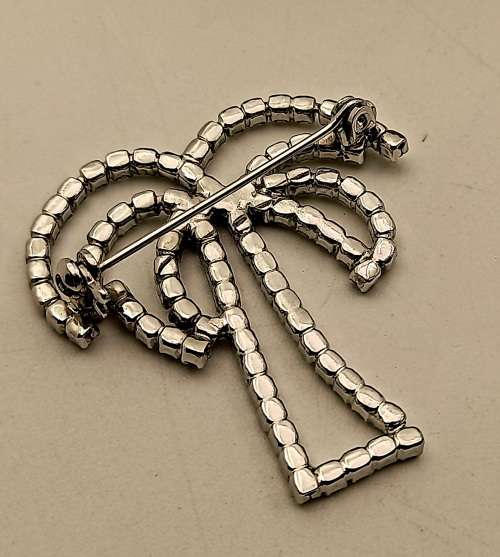 Vintage ASFOUR Diamond Crystal PBo 30% Brooch 38x37mm