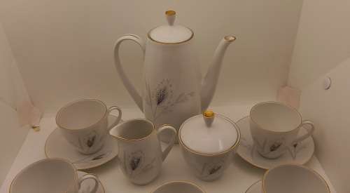 17pc Vintage Bavaria Hertel Jacob Porcelain Coffee set in Original Packaging West Germany