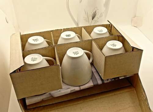 17pc Vintage Bavaria Hertel Jacob Porcelain Coffee set in Original Packaging West Germany