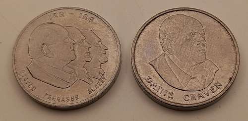 2 Vintage Danie Craven Tokens - IRB and Coertzenburg -Rugby Tokens