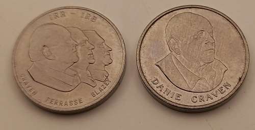 2 Vintage Danie Craven Tokens - IRB and Coertzenburg -Rugby Tokens