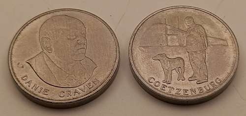 2 Vintage Danie Craven Tokens - IRB and Coertzenburg -Rugby Tokens