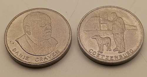 2 Vintage Danie Craven Tokens - IRB and Coertzenburg -Rugby Tokens