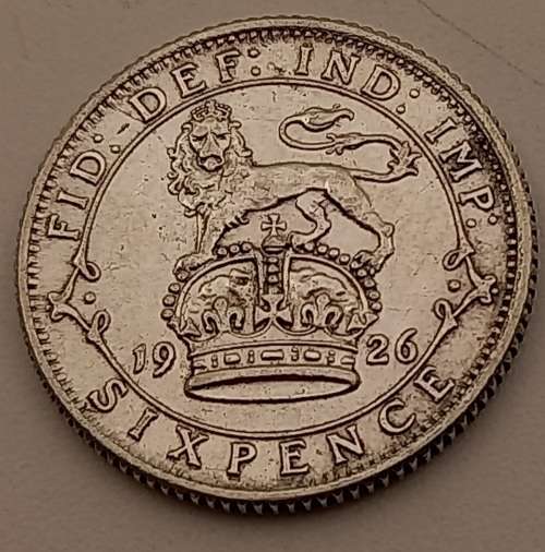1926  United Kingdom (Silver .500) 6 Pence - George V 2nd coinage