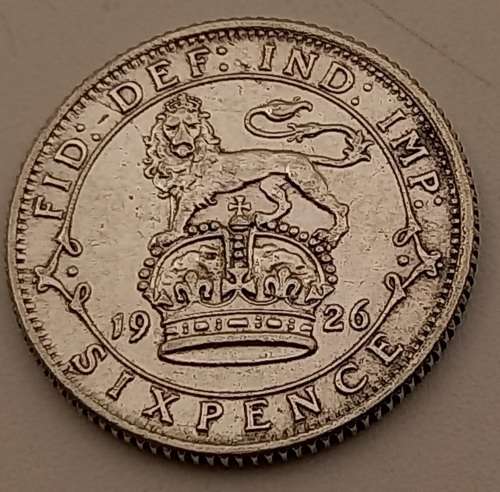 1926  United Kingdom (Silver .500) 6 Pence - George V 2nd coinage