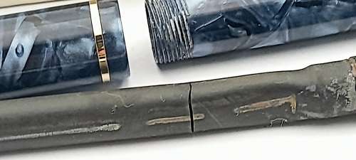 Vintage 1950's Blue Marble Conway Stewart 85 Fountain pen with 14kt gold plated Nib -see condition
