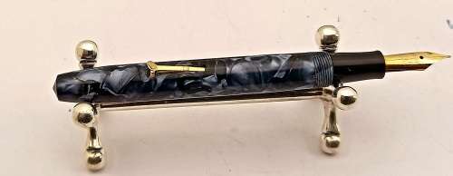 Vintage 1950's Blue Marble Conway Stewart 85 Fountain pen with 14kt gold plated Nib -see condition